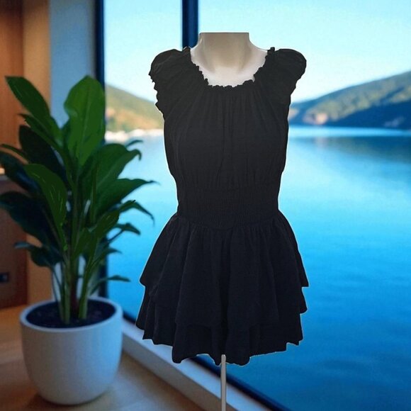 1412 Swiss Dot Off Shoulder Romper - Picture 1 of 8